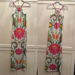 Multicolor floral halter maxi dress